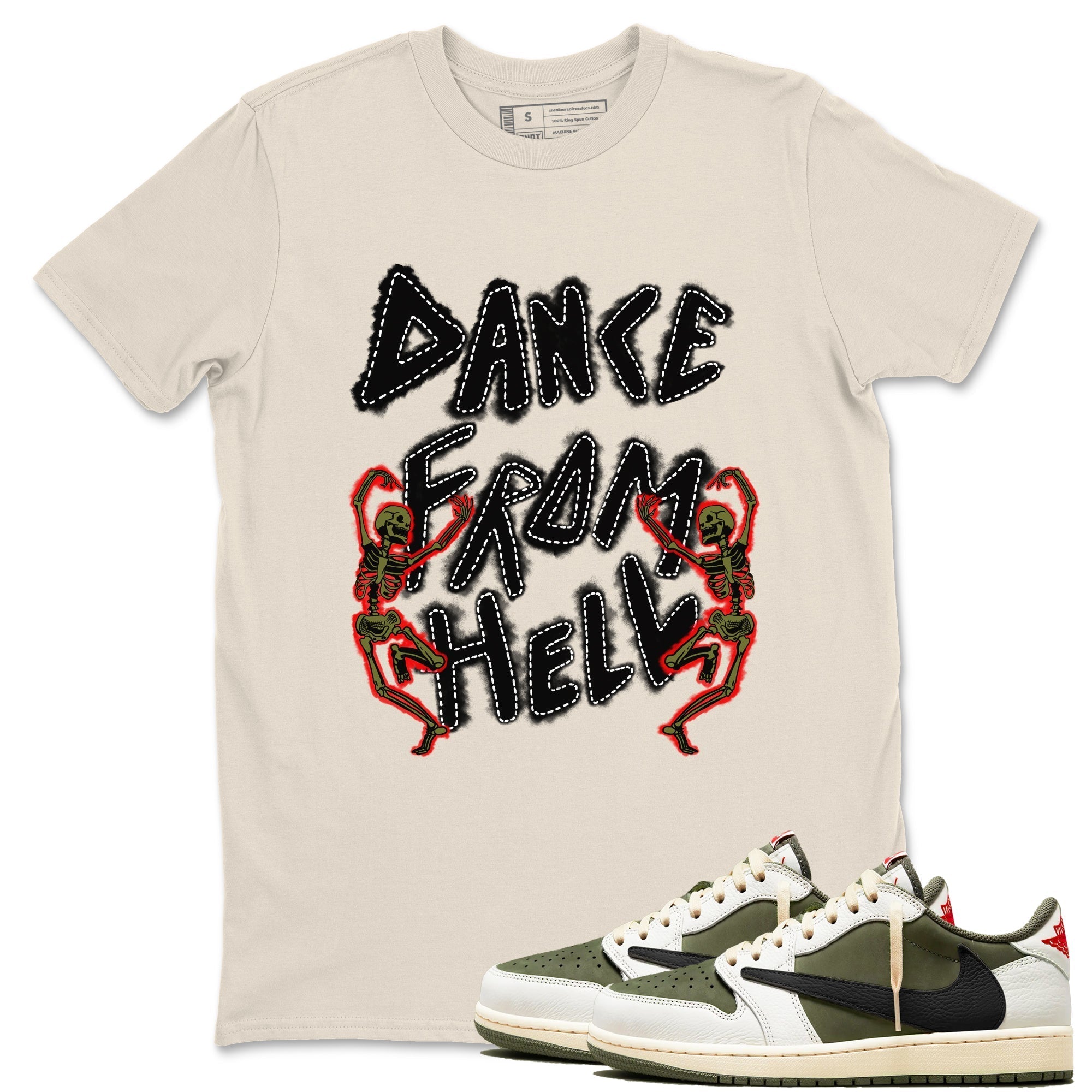 Dance From Hell snkmatch Tees - Air Jordan 1 Travis Scott Medium Olive