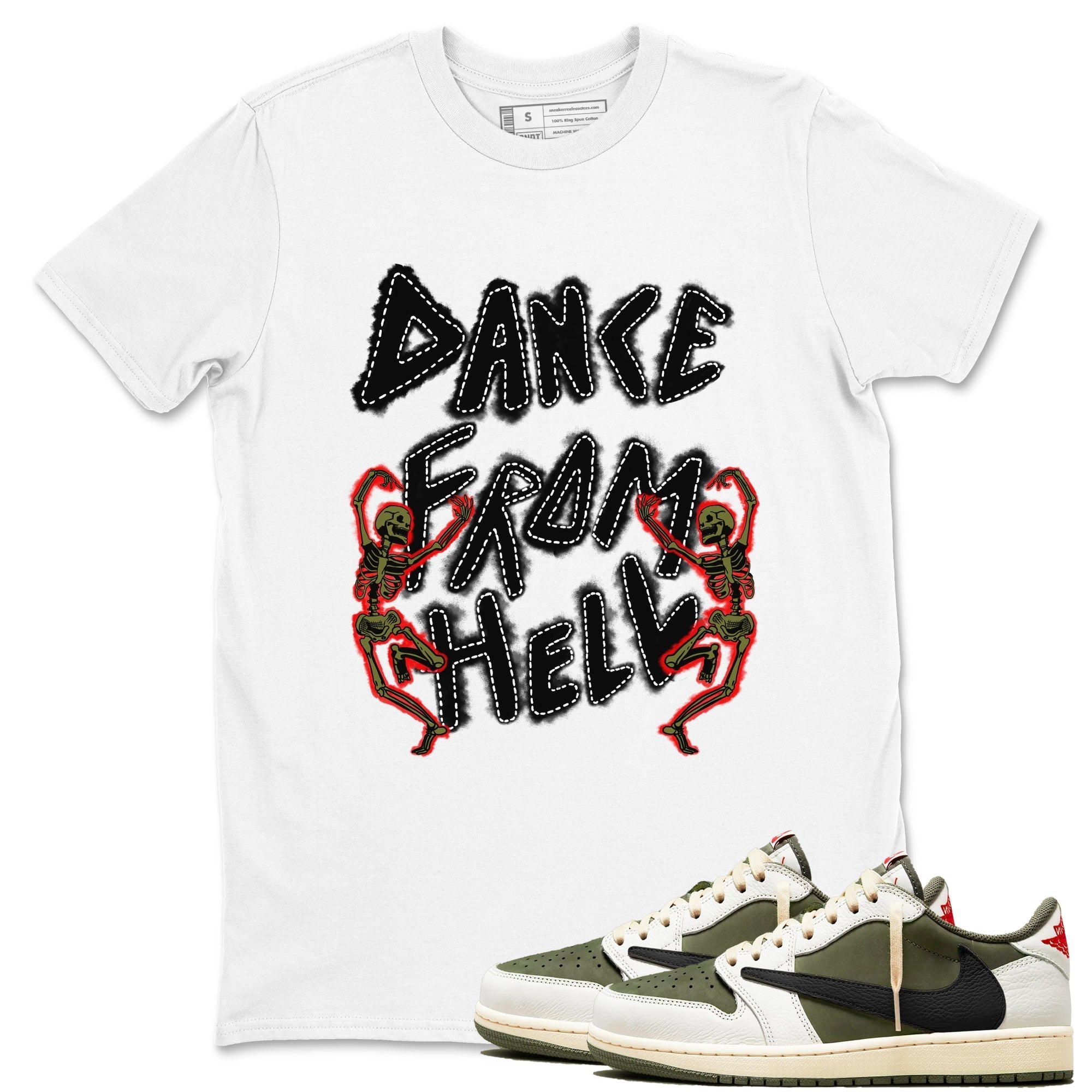 Dance From Hell snkmatch Tees - Air Jordan 1 Travis Scott Medium Olive