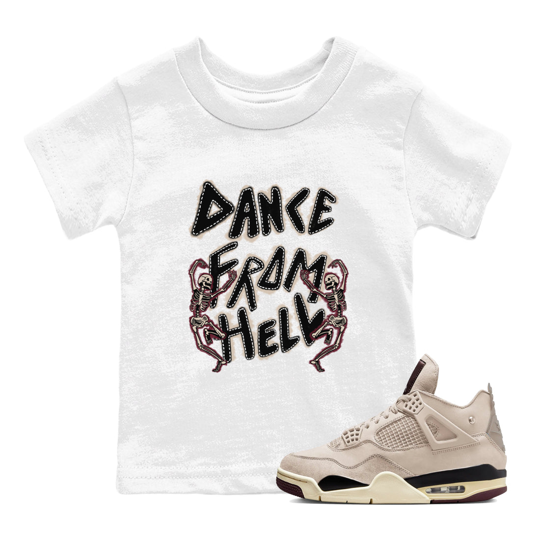 Dance From Hell snkmatch Tees Kids - Air Jordan 4 A Ma Maniere x Fossil Stone