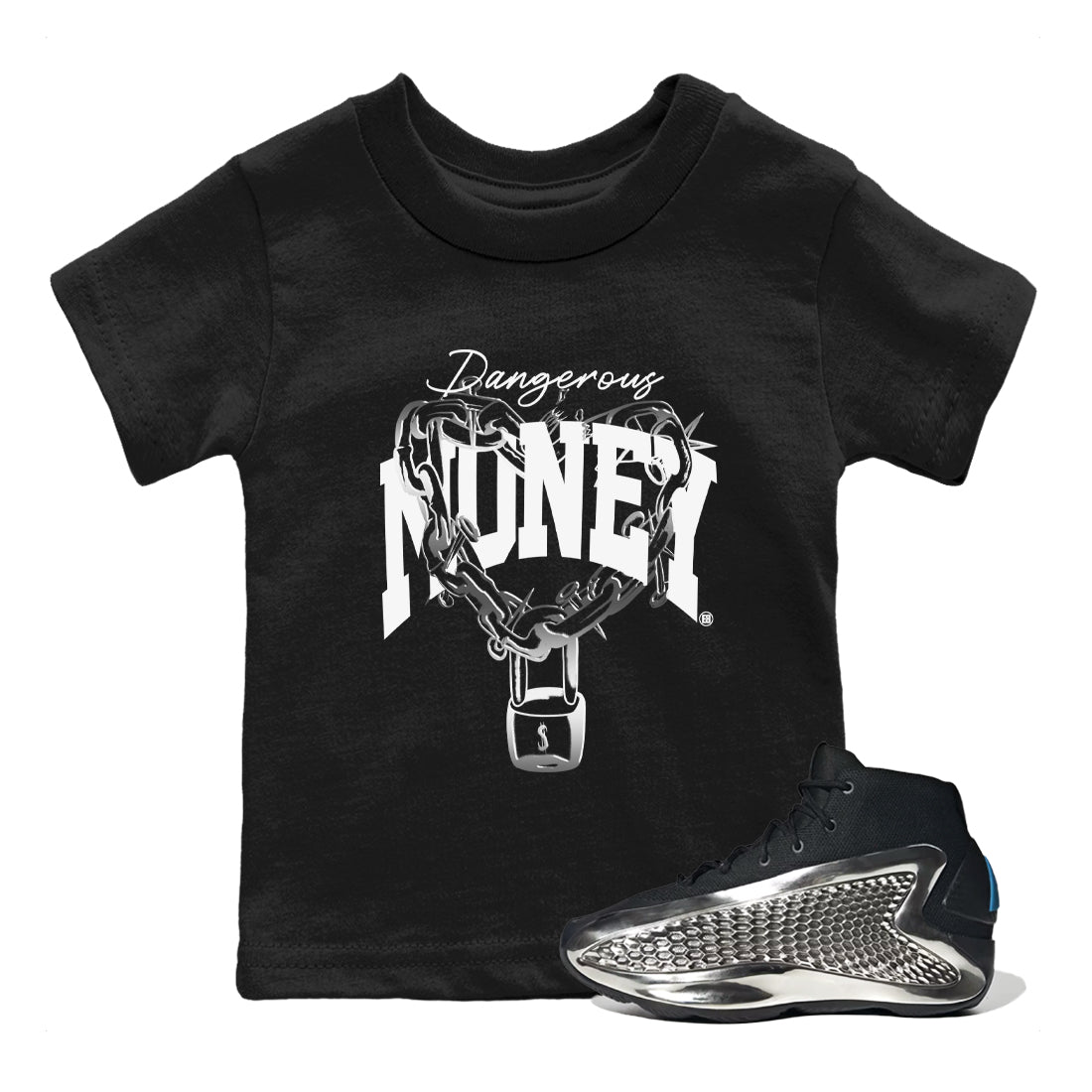 Dangerous Money snkmatch Tees Kids - AE 1 Silver Metallic