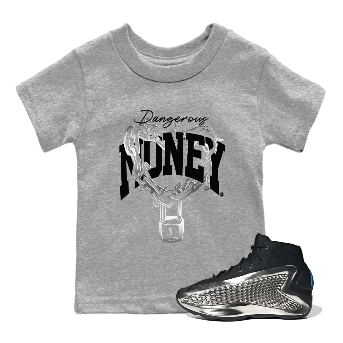 Dangerous Money snkmatch Tees Kids - AE 1 Silver Metallic