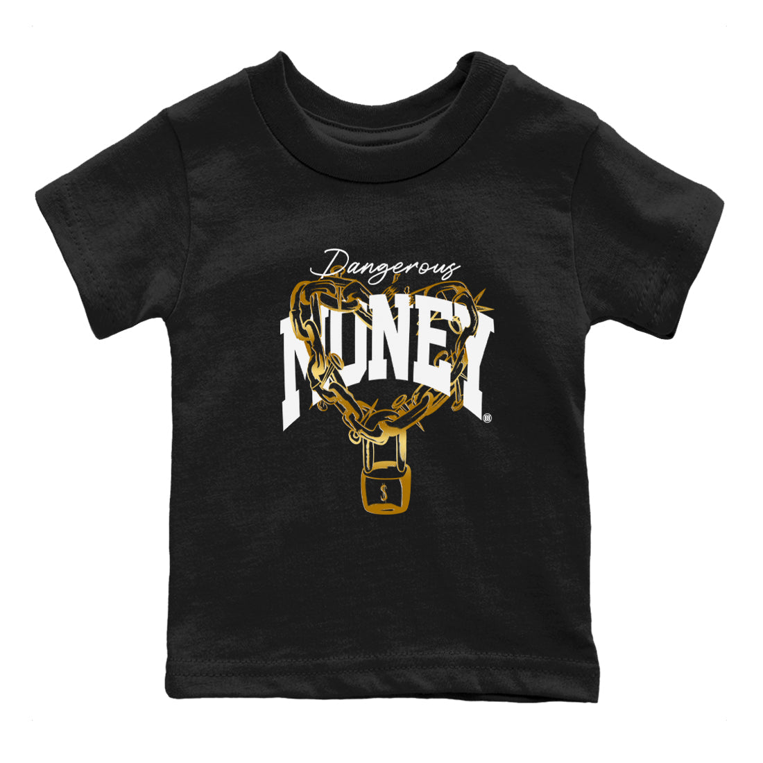 Dangerous Money snkmatch Tees Kids - Air Jordan 1 Black Metallic Gold
