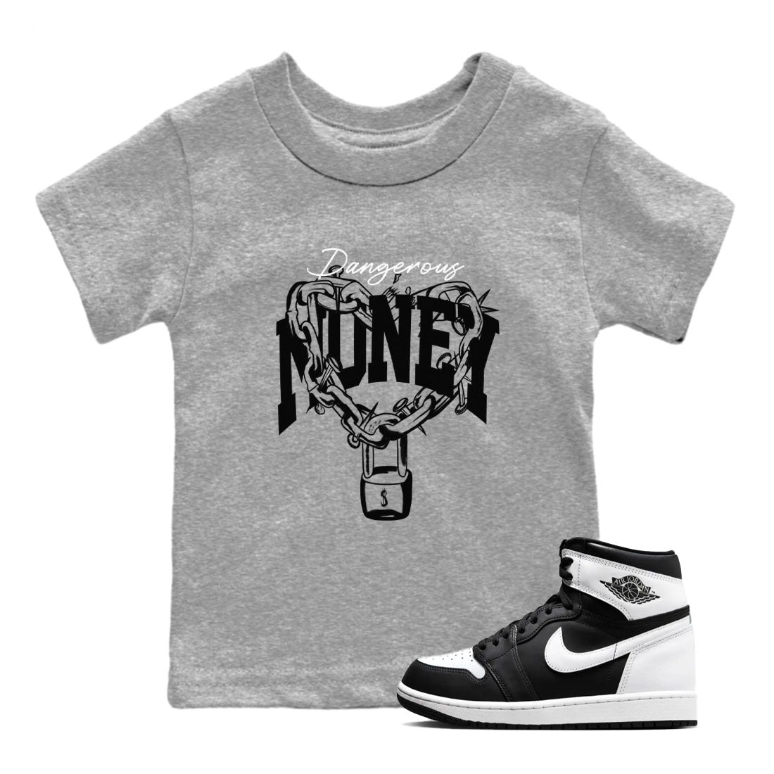 Dangerous Money snkmatch Tees Kids - Air Jordan 1 Black White