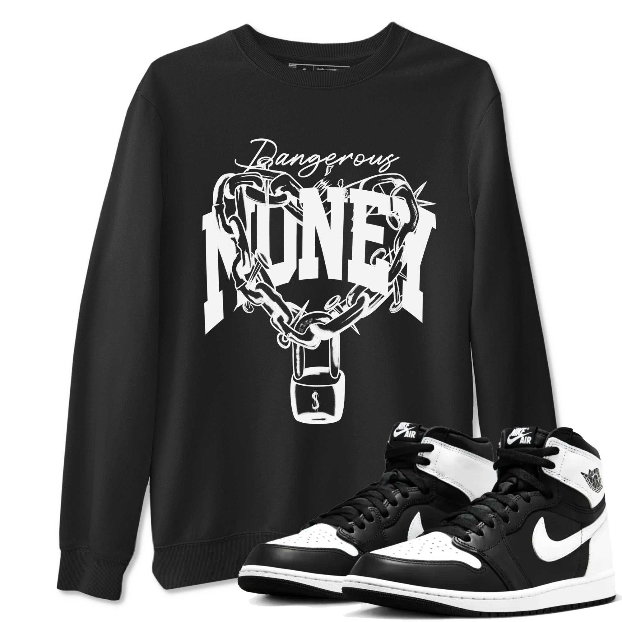 Dangerous Money snkmatch Tees - Air Jordan 1 Black White
