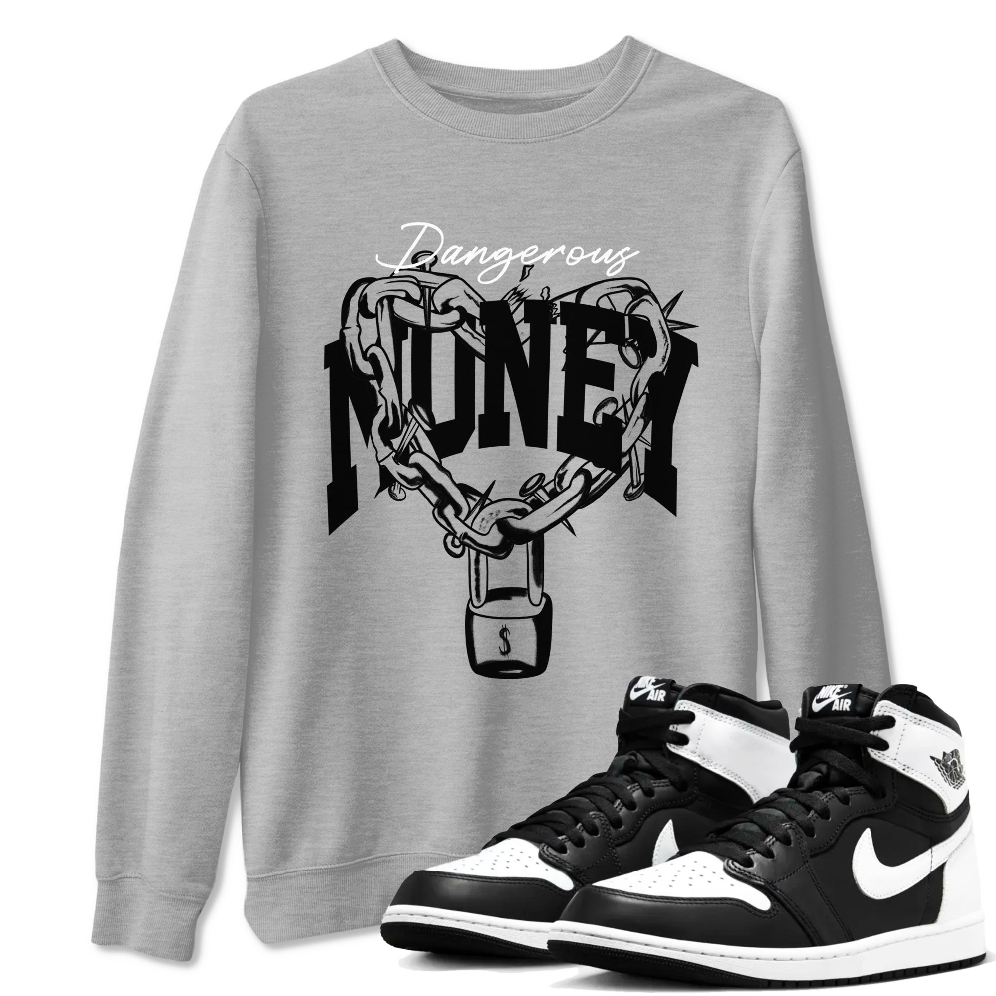 Dangerous Money snkmatch Tees - Air Jordan 1 Black White