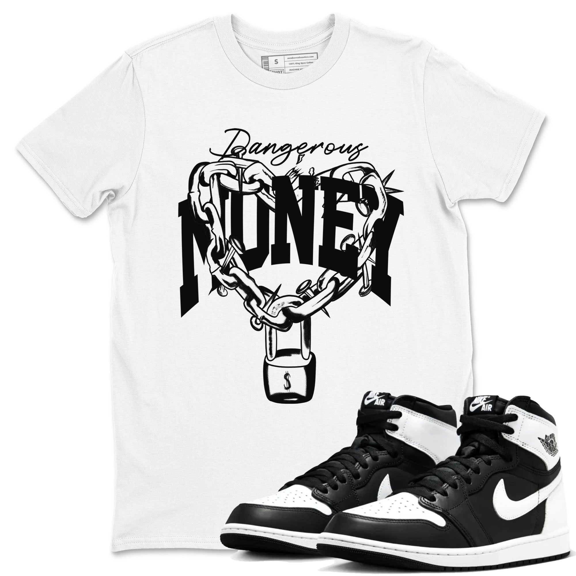 Dangerous Money snkmatch Tees - Air Jordan 1 Black White