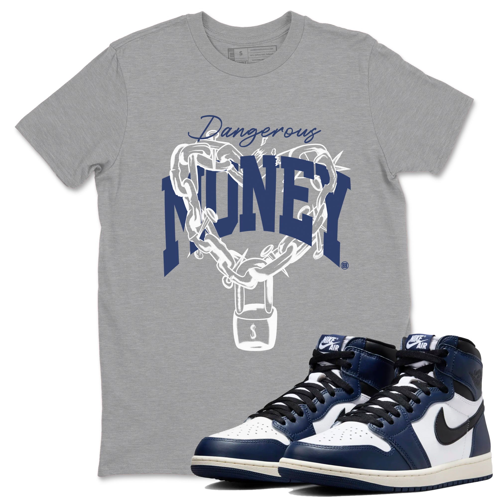 Dangerous Money snkmatch Tees - Air Jordan 1 Midnight Navy