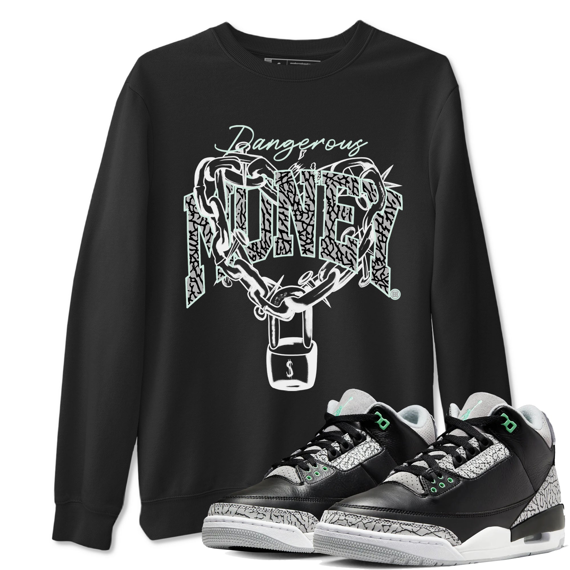Dangerous Money snkmatch Tees - Air Jordan 3 Green Glow