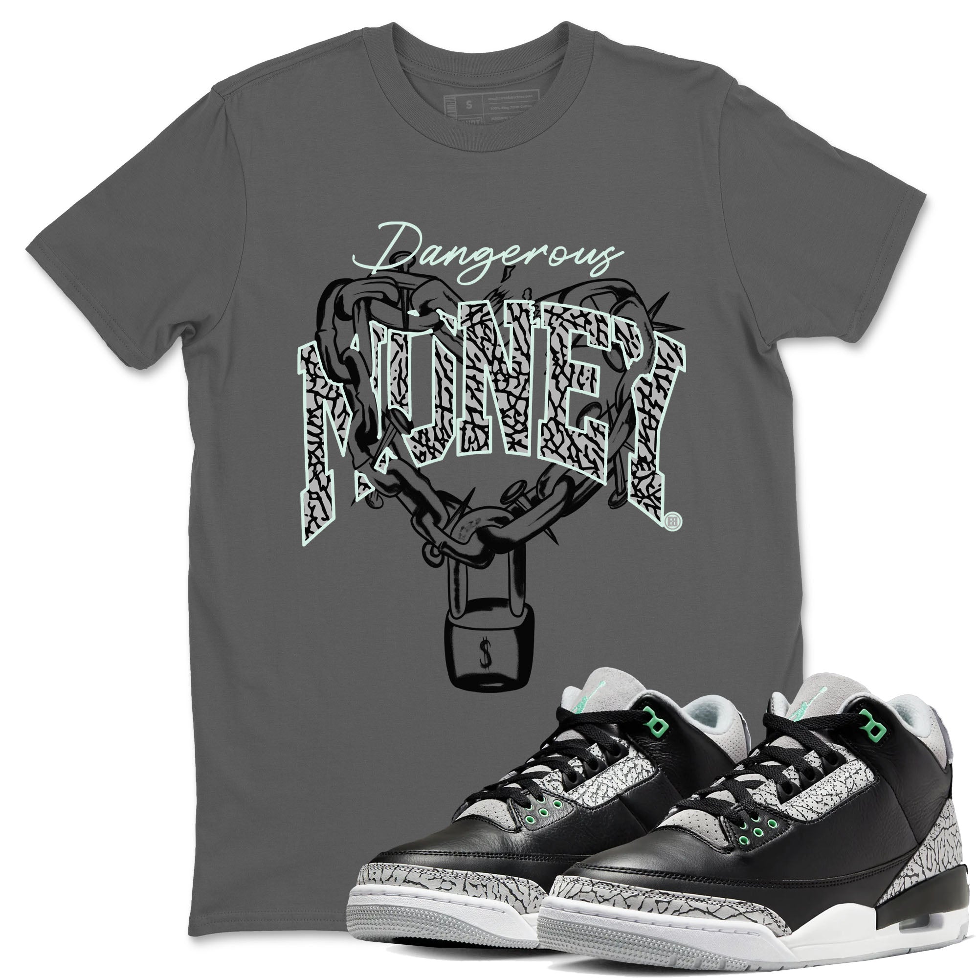 Dangerous Money snkmatch Tees - Air Jordan 3 Green Glow