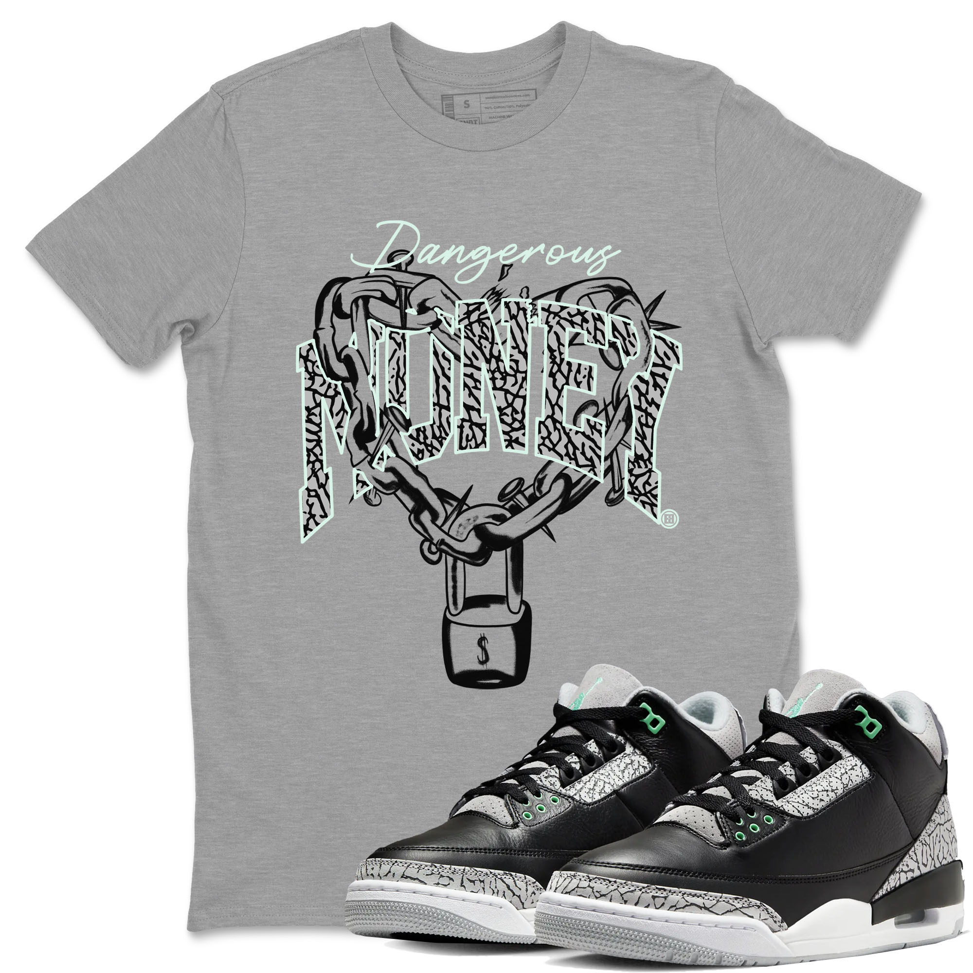 Dangerous Money snkmatch Tees - Air Jordan 3 Green Glow