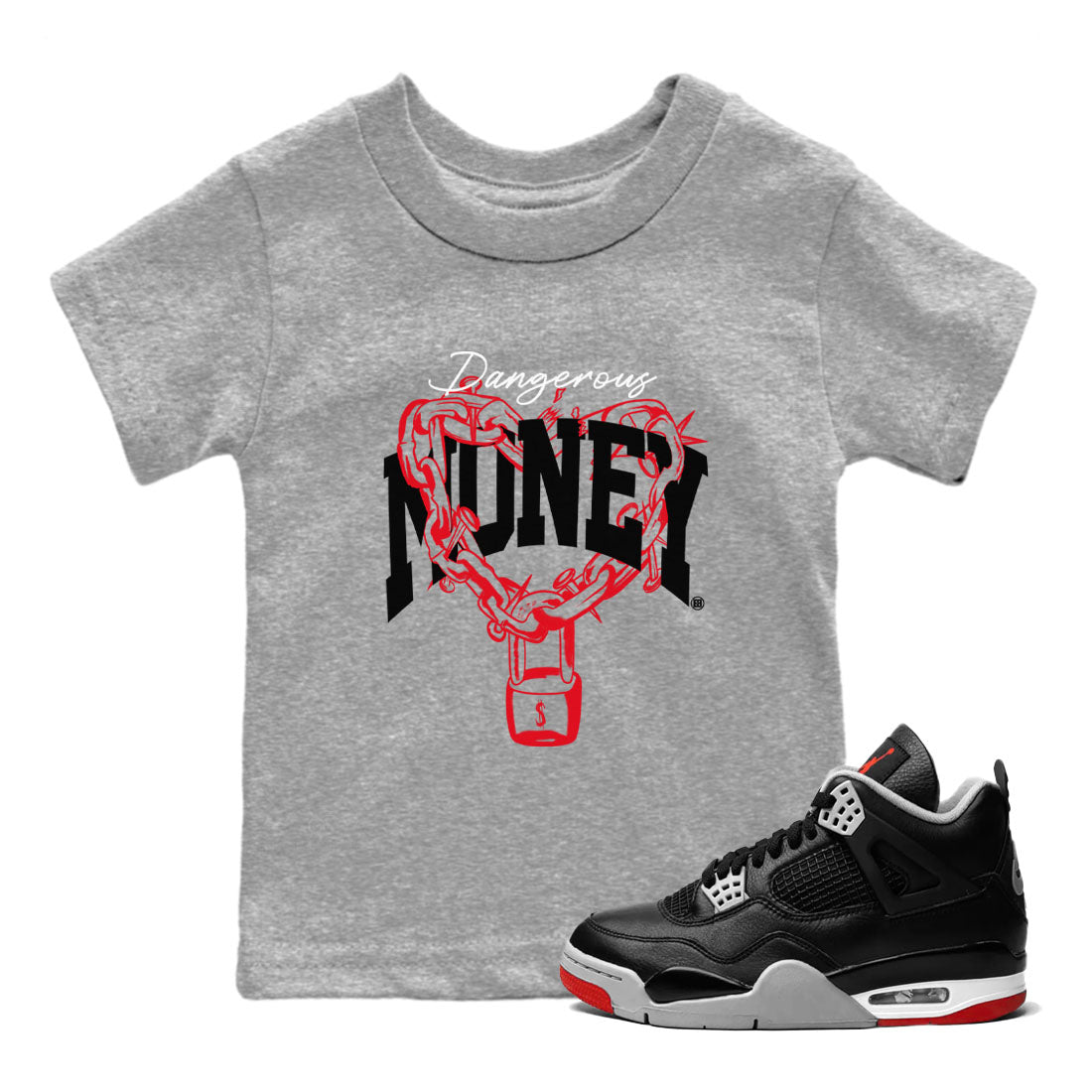 Dangerous Money snkmatch Tees Kids - Air Jordan 4 Bred Reimagined