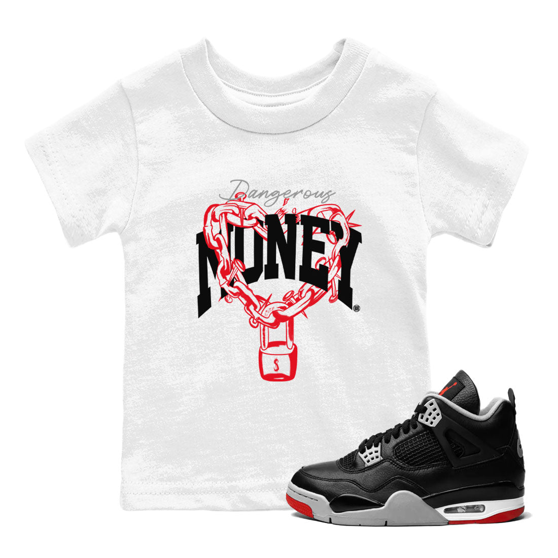 Dangerous Money snkmatch Tees Kids - Air Jordan 4 Bred Reimagined