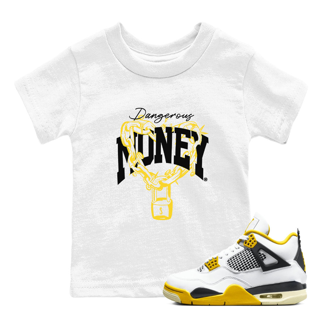Dangerous Money snkmatch Tees Kids - Air Jordan 4 Vivid Sulfur