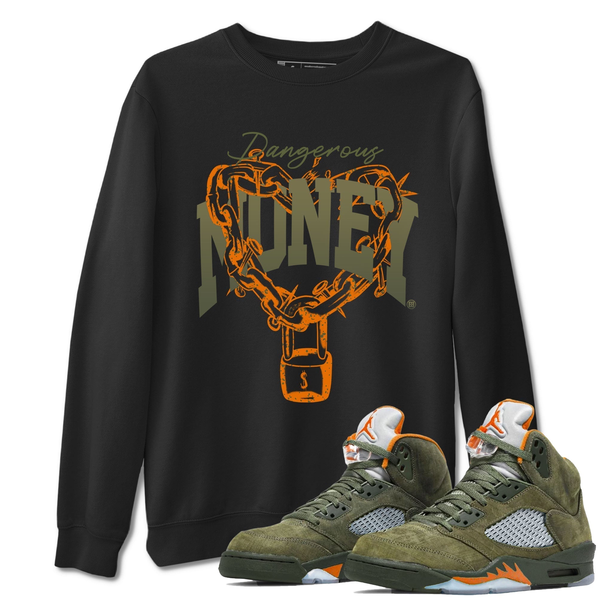 Dangerous Money snkmatch Tees - Air Jordan 5 Olive