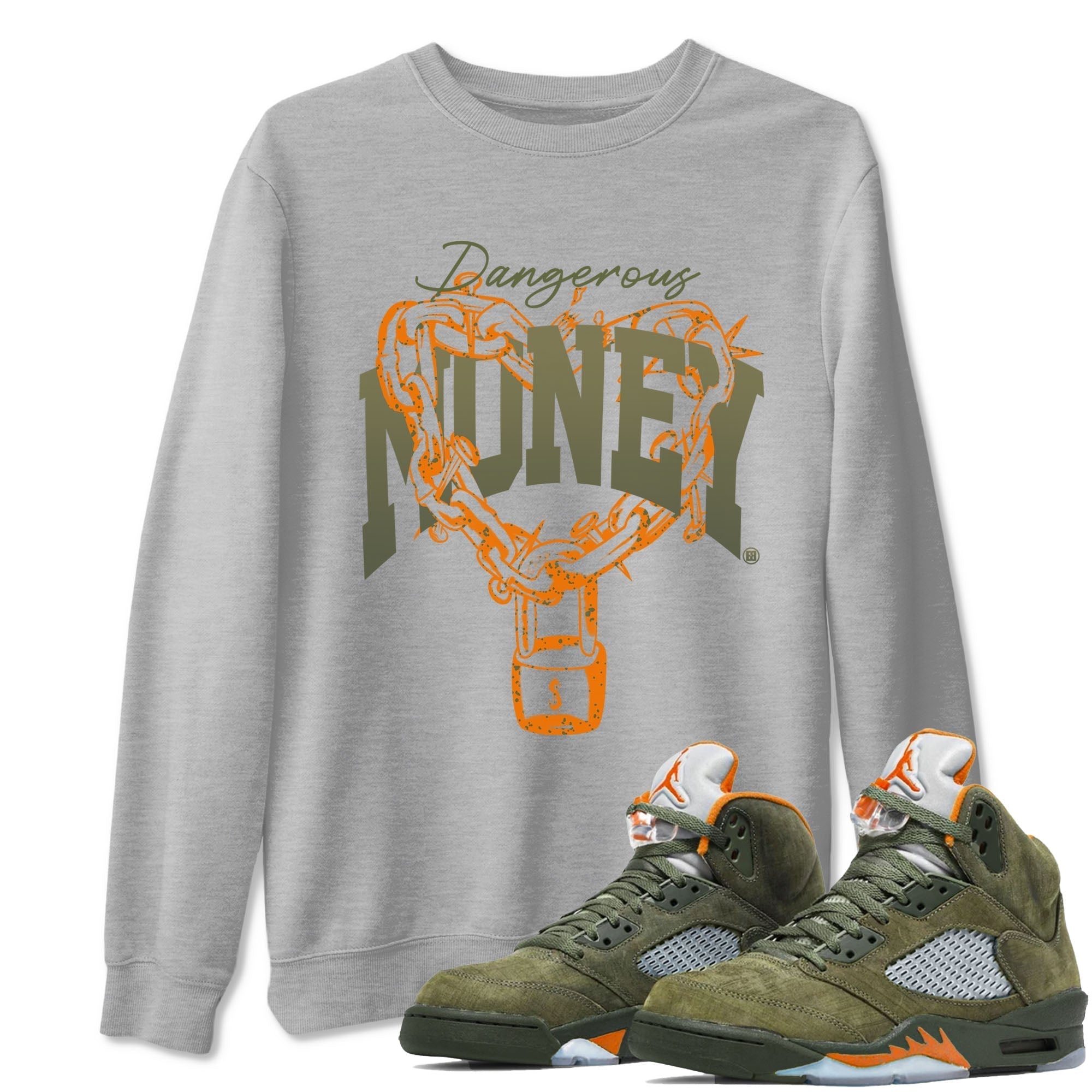Dangerous Money snkmatch Tees - Air Jordan 5 Olive