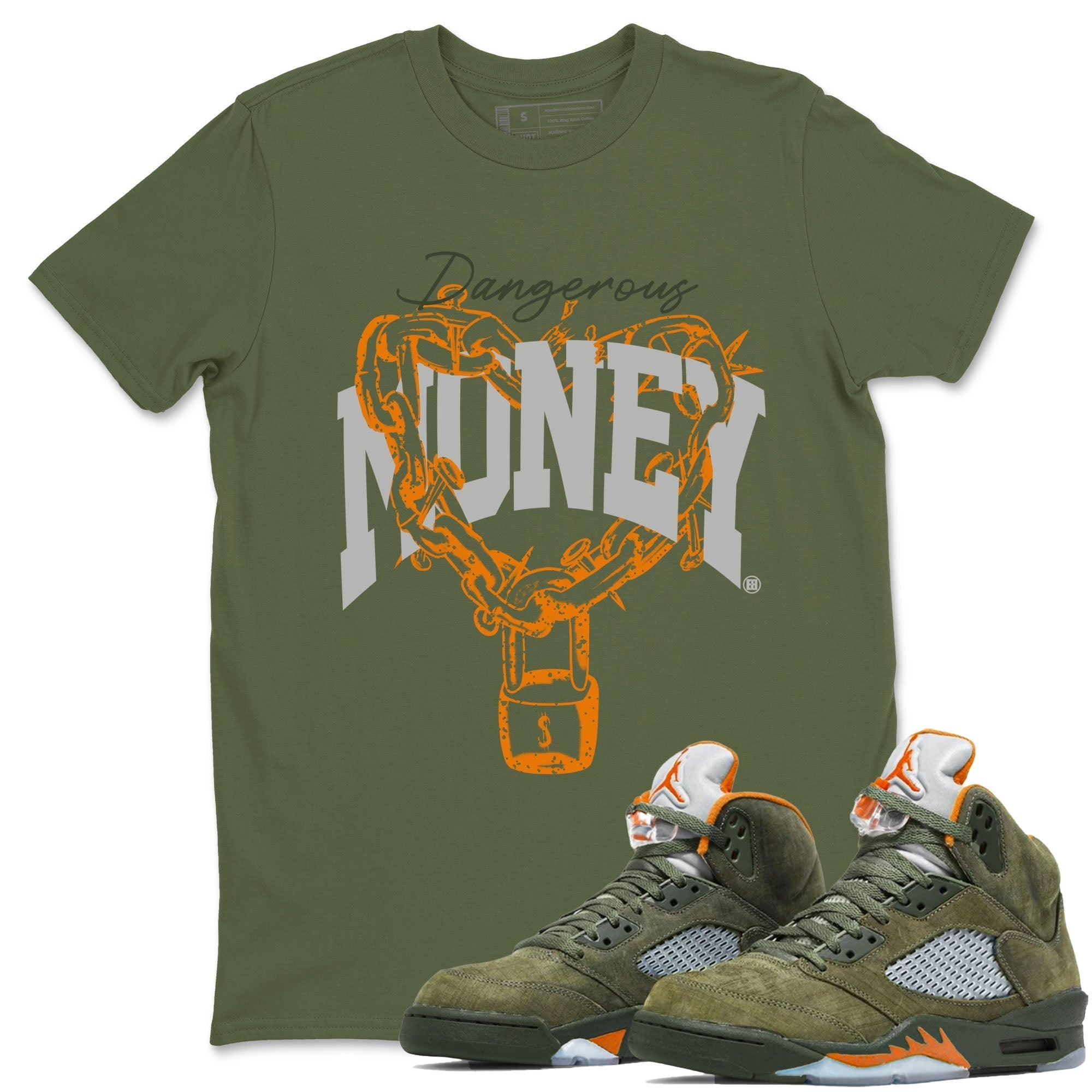 Dangerous Money snkmatch Tees - Air Jordan 5 Olive