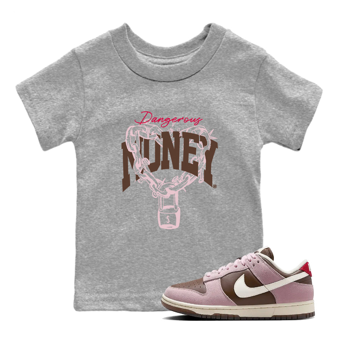 Dangerous Money snkmatch Tees Kids - Dunk Cacao Wow And Pink Foam