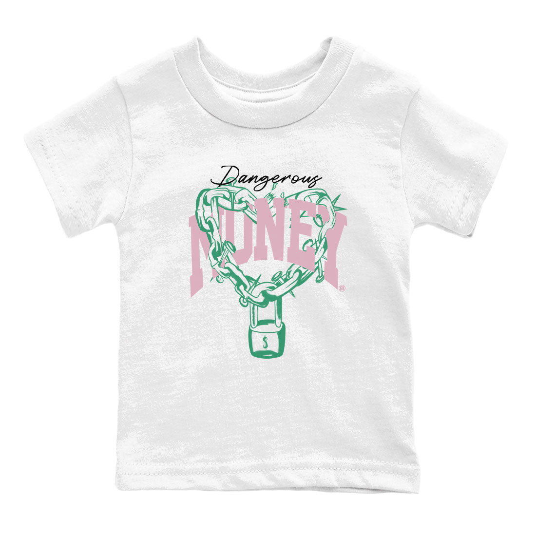 Dangerous Money snkmatch Tees Kids - Dunk Medium Soft Pink Malachite