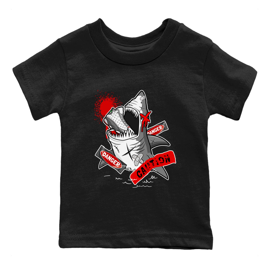 Dangerous Shark snkmatch Tee Kids - Air Jordan 13 Wolf Grey