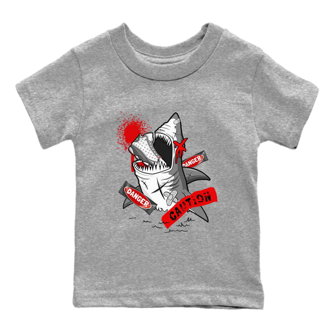 Dangerous Shark snkmatch Tee Kids - Air Jordan 13 Wolf Grey