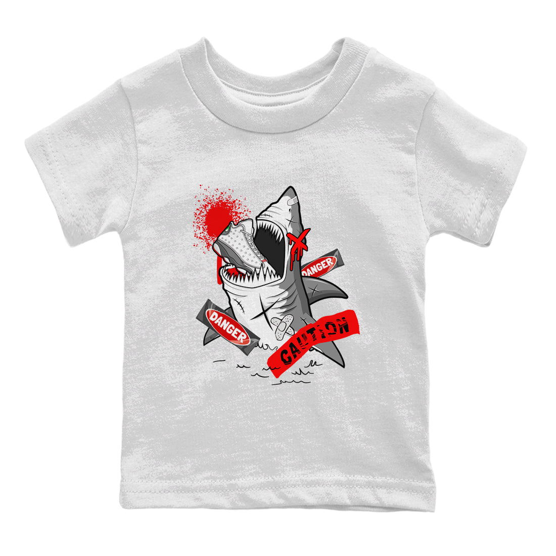 Dangerous Shark snkmatch Tee Kids - Air Jordan 13 Wolf Grey
