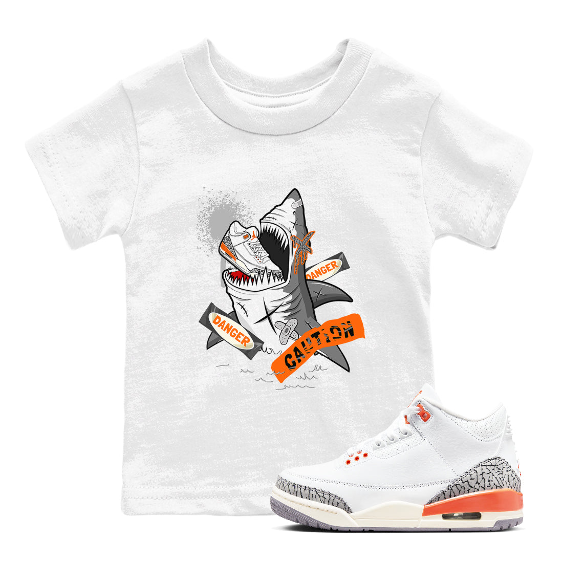Dangerous Shark snkmatch Tees Kids - Air Jordan 3 Georgia Peach