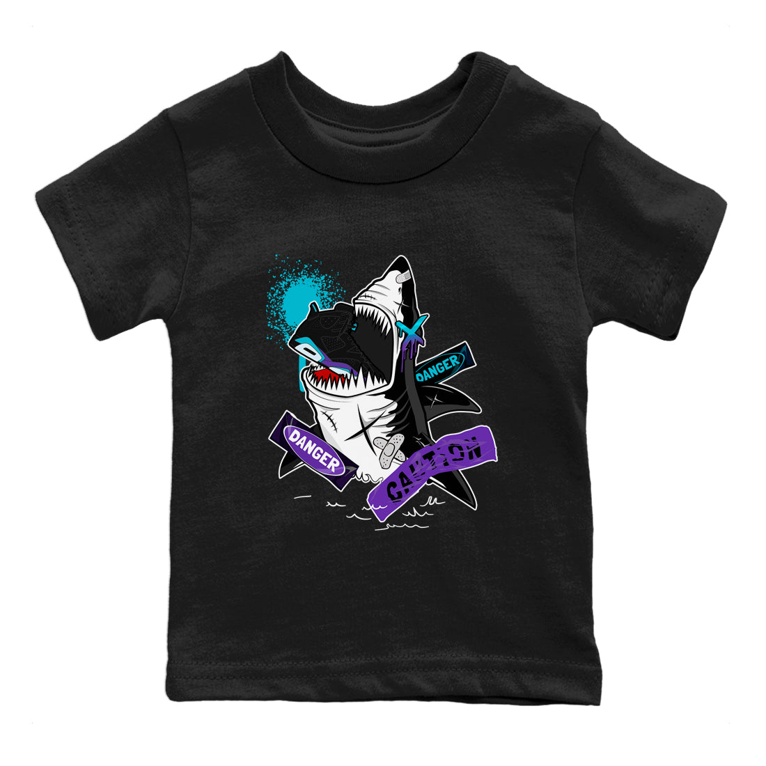 Dangerous Shark snkmatch Tee Kids - Air Jordan 6 Aqua