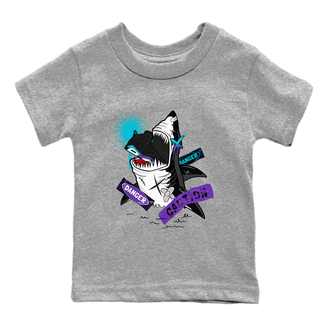 Dangerous Shark snkmatch Tee Kids - Air Jordan 6 Aqua