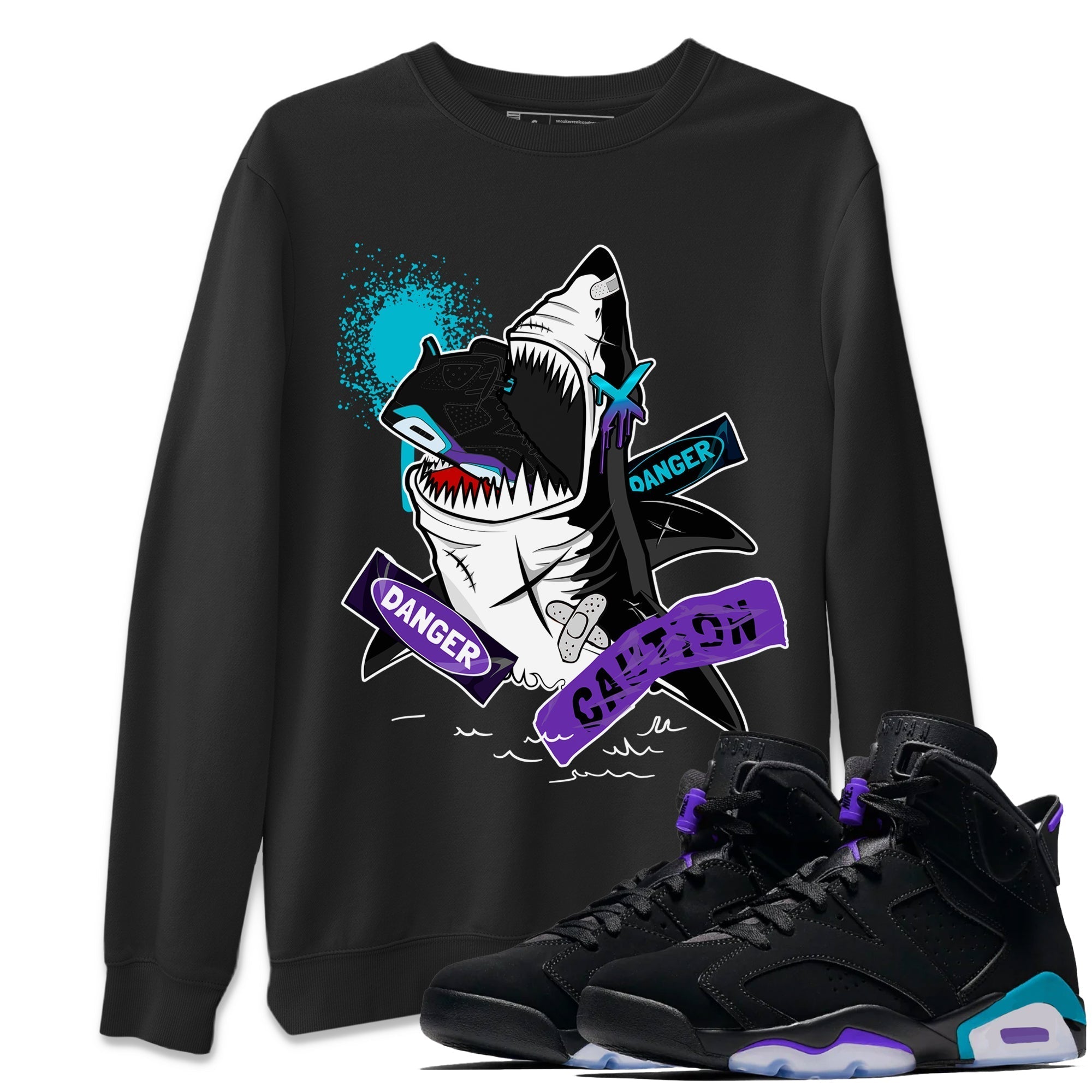 Dangerous Shark snkmatch Tee - Air Jordan 6 Aqua
