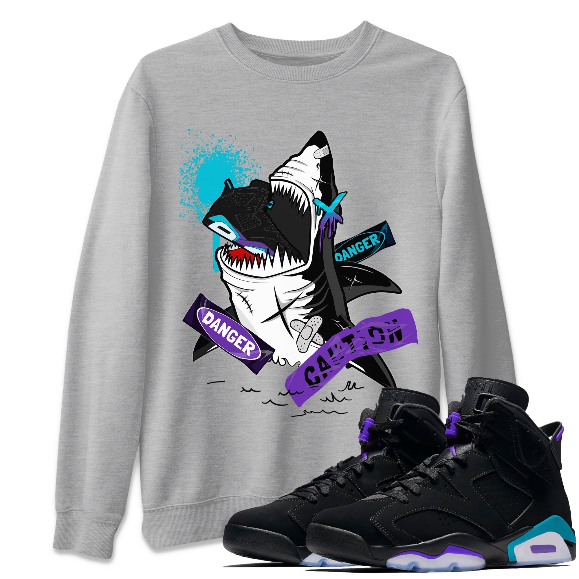 Dangerous Shark snkmatch Tee - Air Jordan 6 Aqua