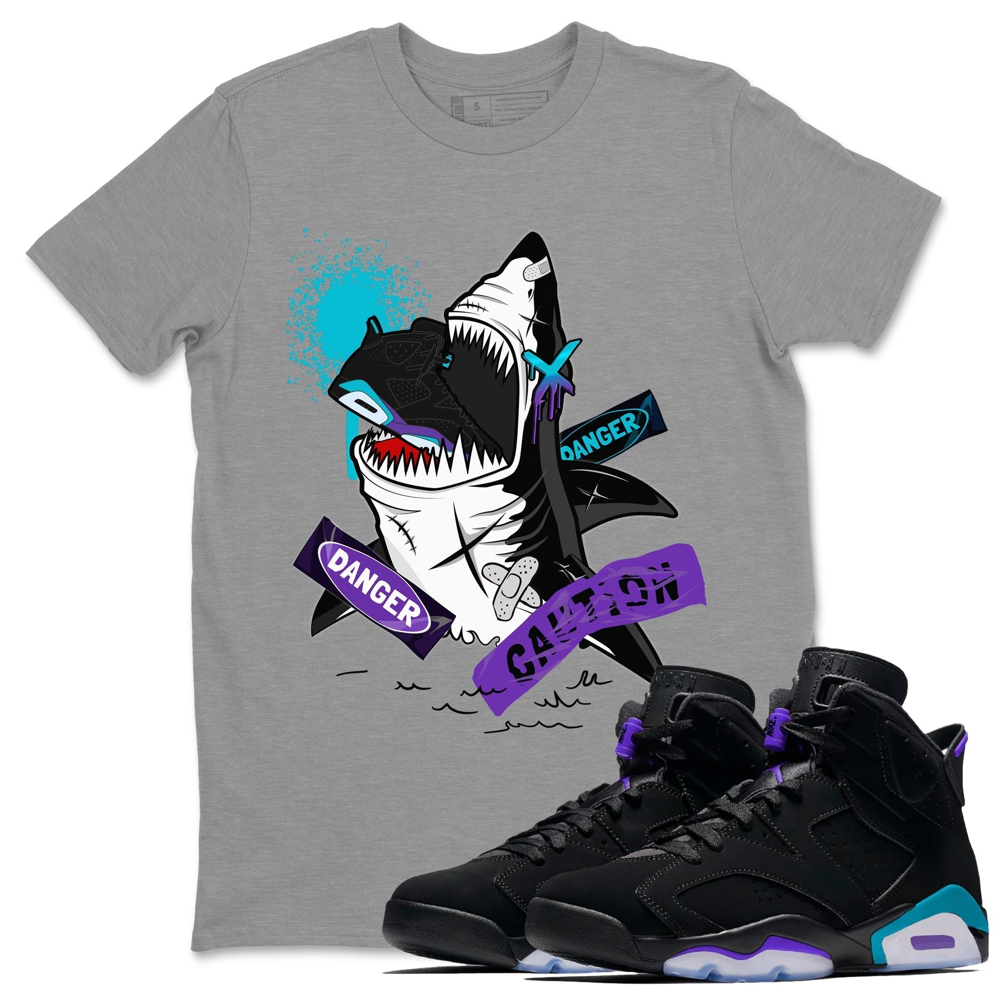 Dangerous Shark snkmatch Tee - Air Jordan 6 Aqua