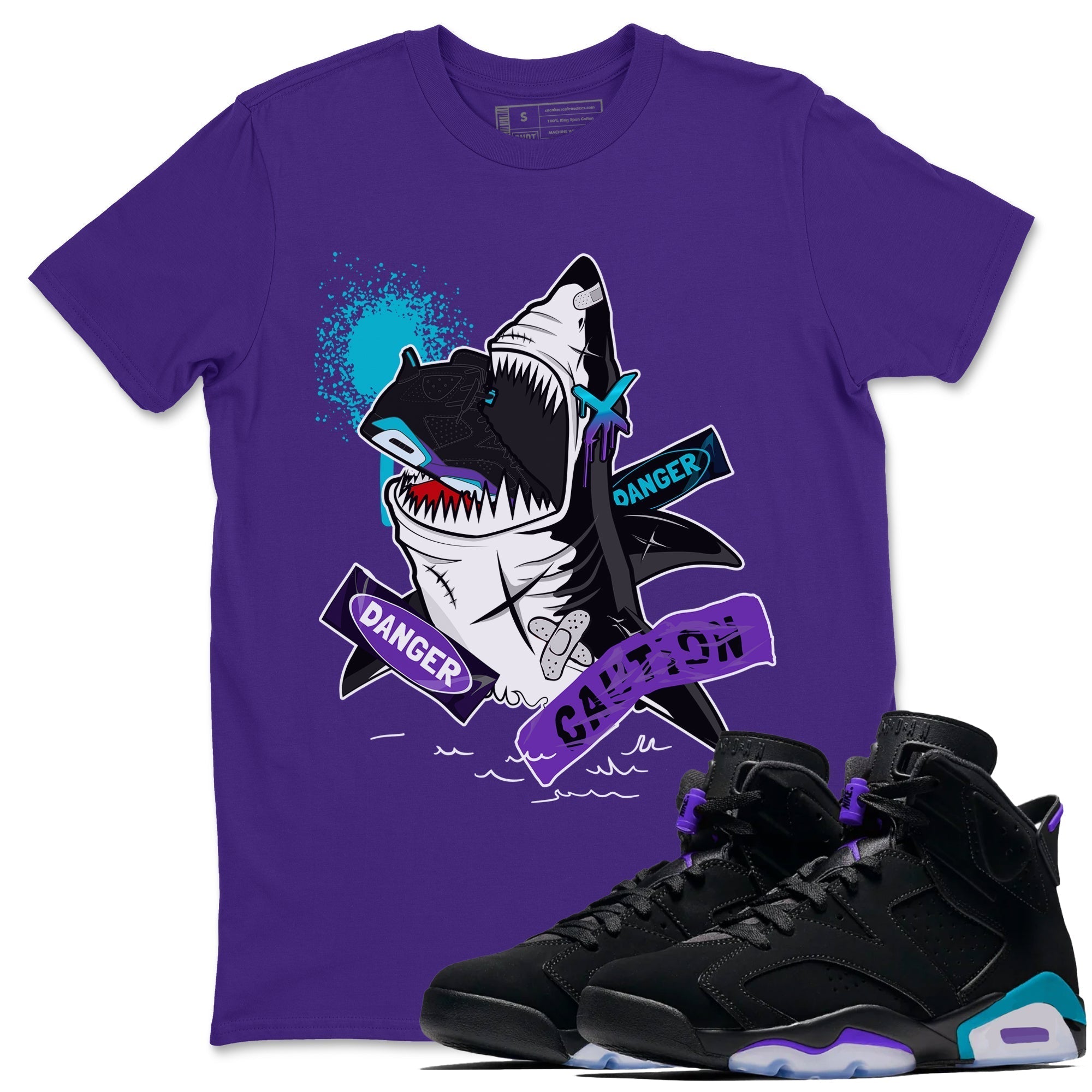 Dangerous Shark snkmatch Tee - Air Jordan 6 Aqua