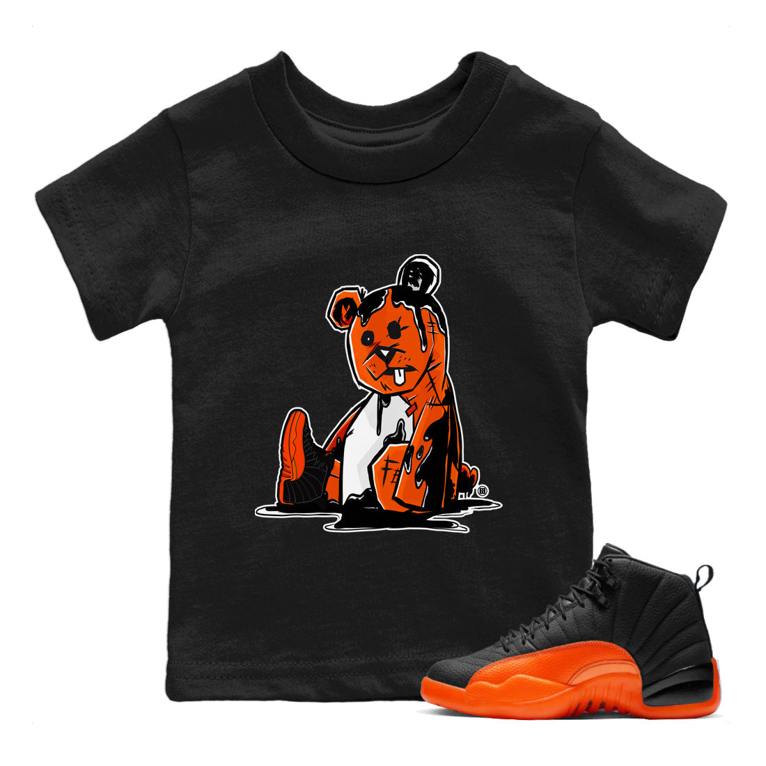 Dark Bear Kids Tops - Air Jordan 12 Brilliant Orange