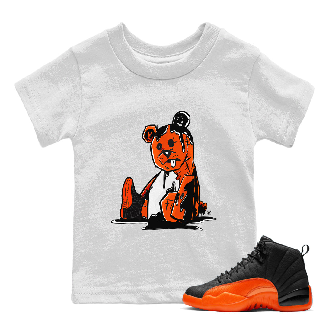 Dark Bear Kids Tops - Air Jordan 12 Brilliant Orange