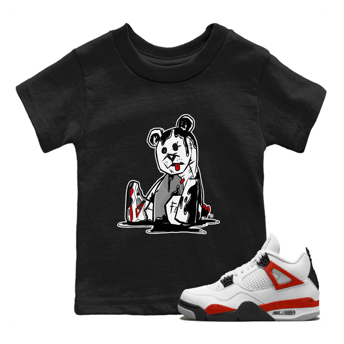Dark Bear Kids Tops - Air Jordan 4 Red Cement