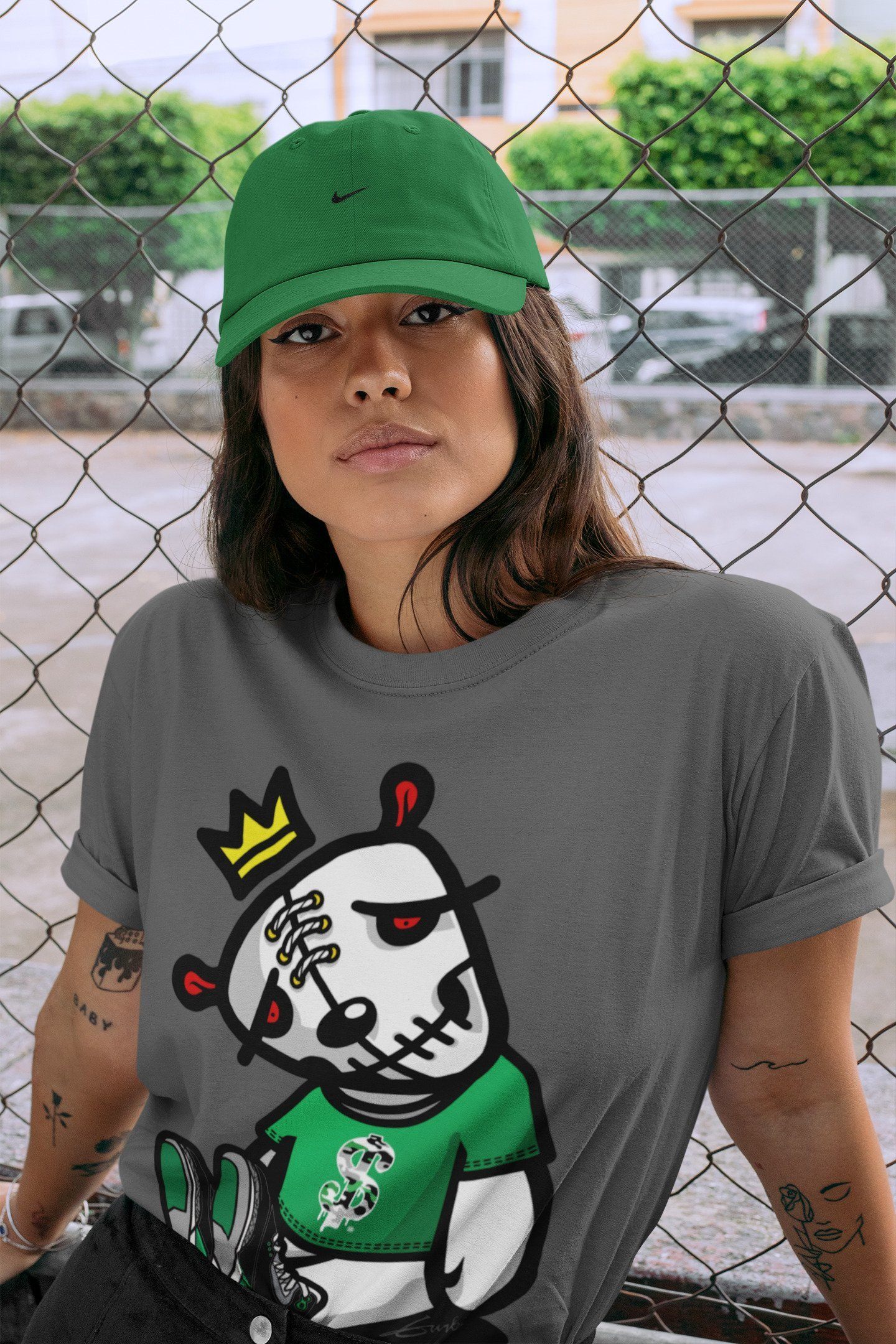 Dead Dolls Unisex Tops - Air Jordan 3 Pine Green