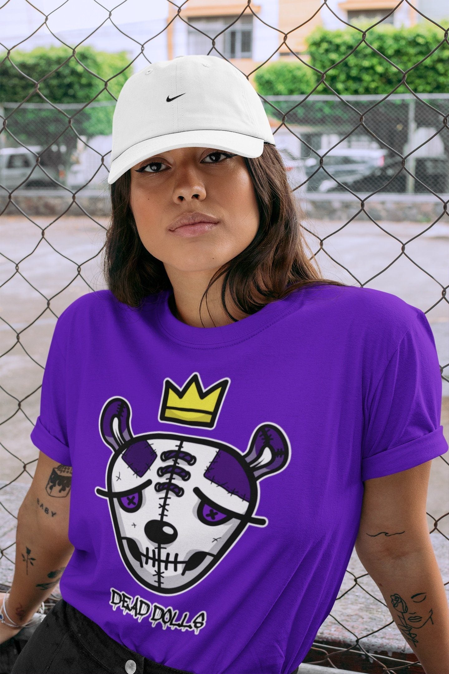Dead Dolls Face Unisex Tops - Air Jordan 1 WMNS Court Purple