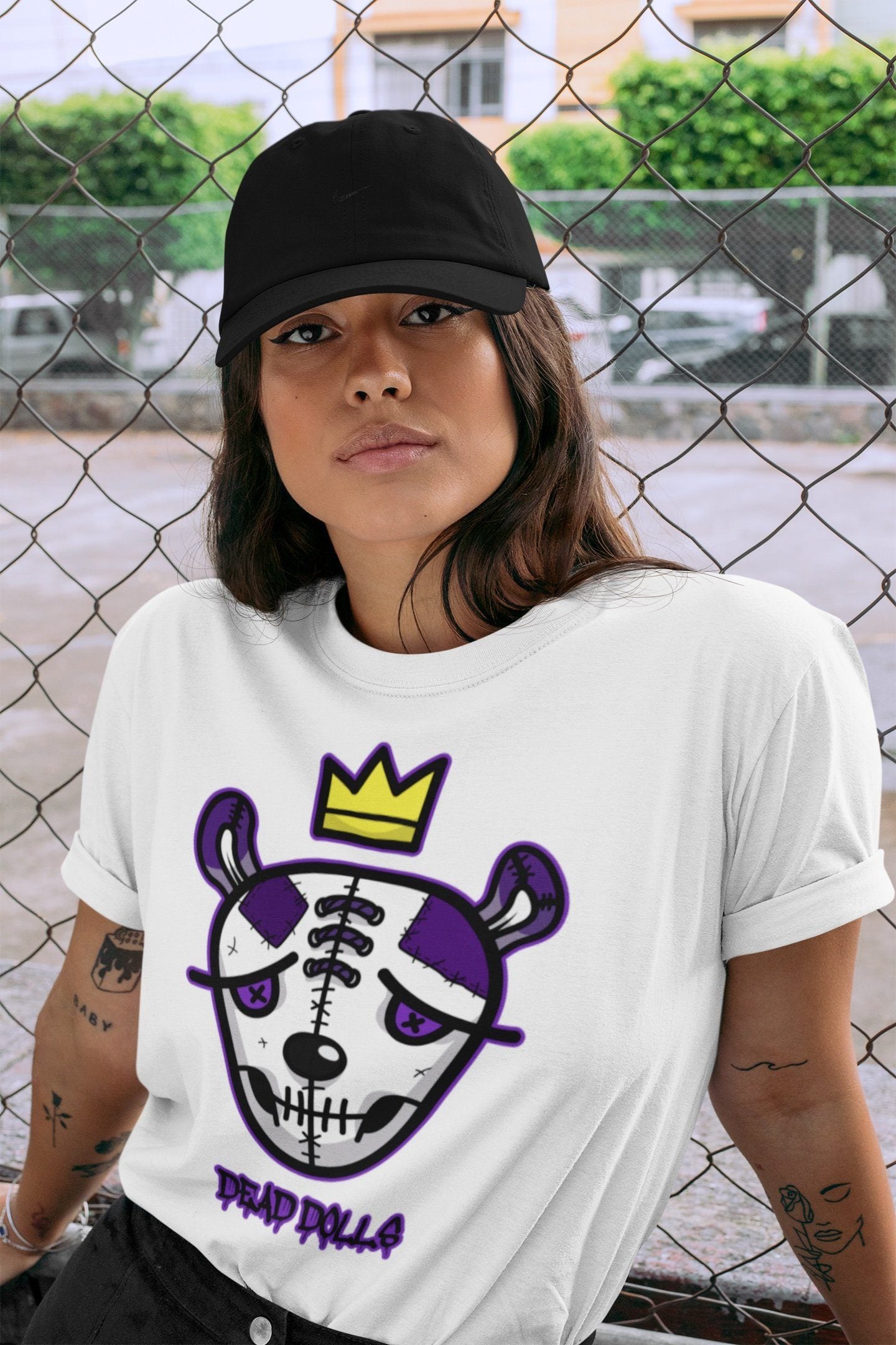 Dead Dolls Face Unisex Tops - Air Jordan 1 WMNS Court Purple