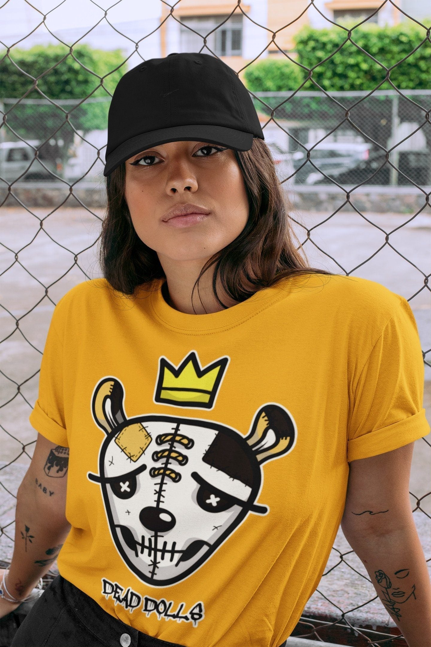 Dead Dolls Face Unisex Tops - Air Jordan 1 Pollen