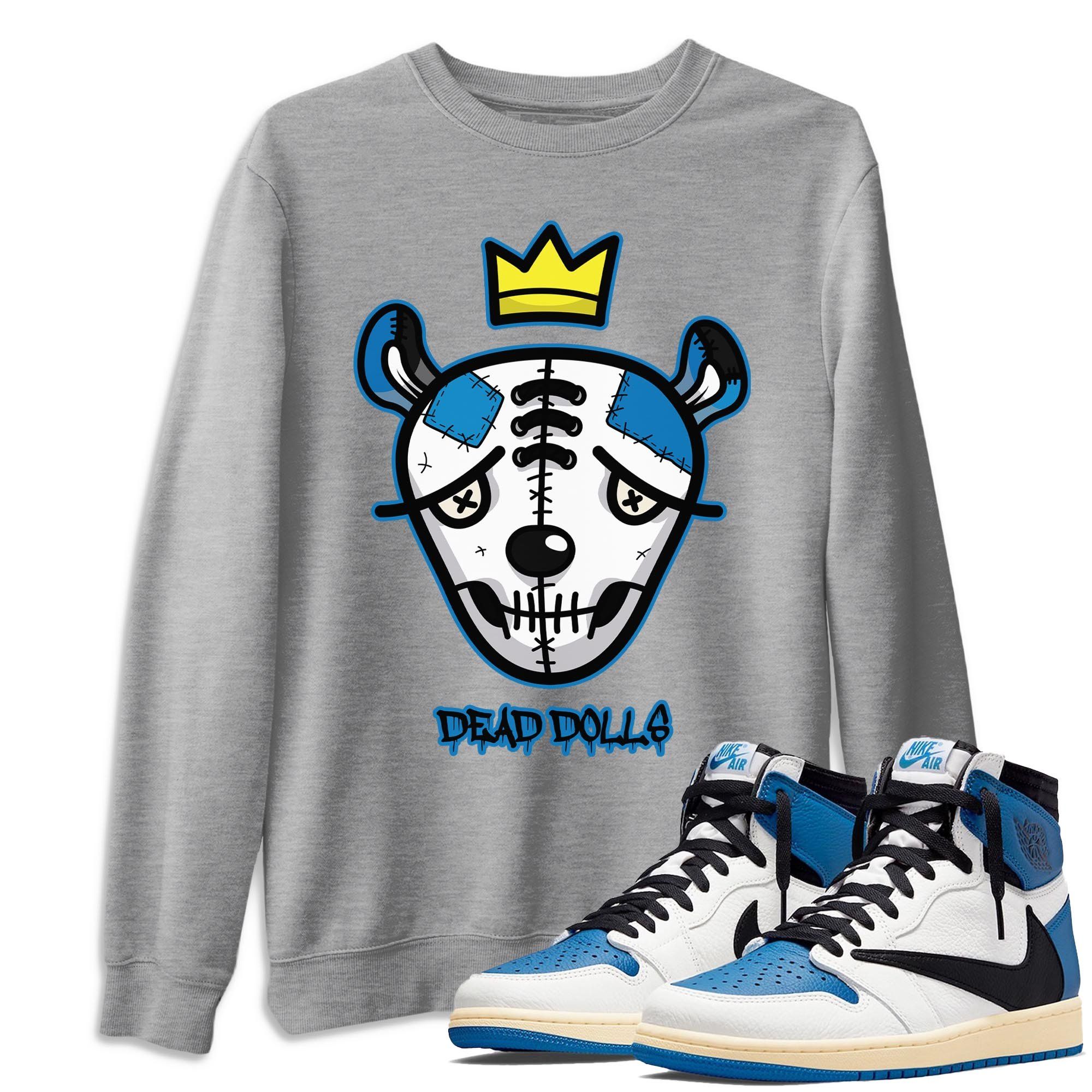 Dead Dolls Face Unisex Tops - Air Jordan 1 Travis Scott Fragment