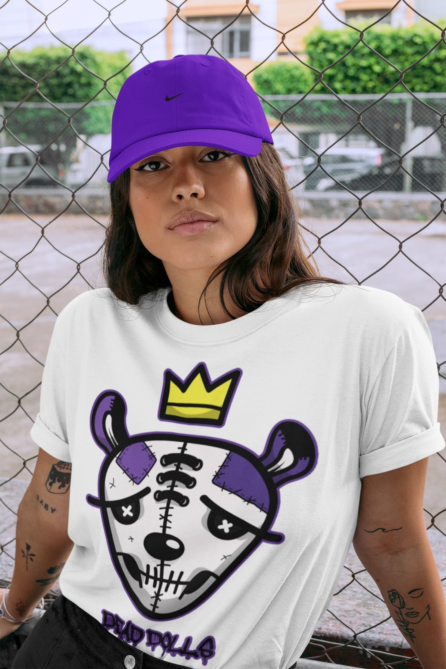 Dead Dolls Face Unisex Tops - Air Jordan 13 Court Purple