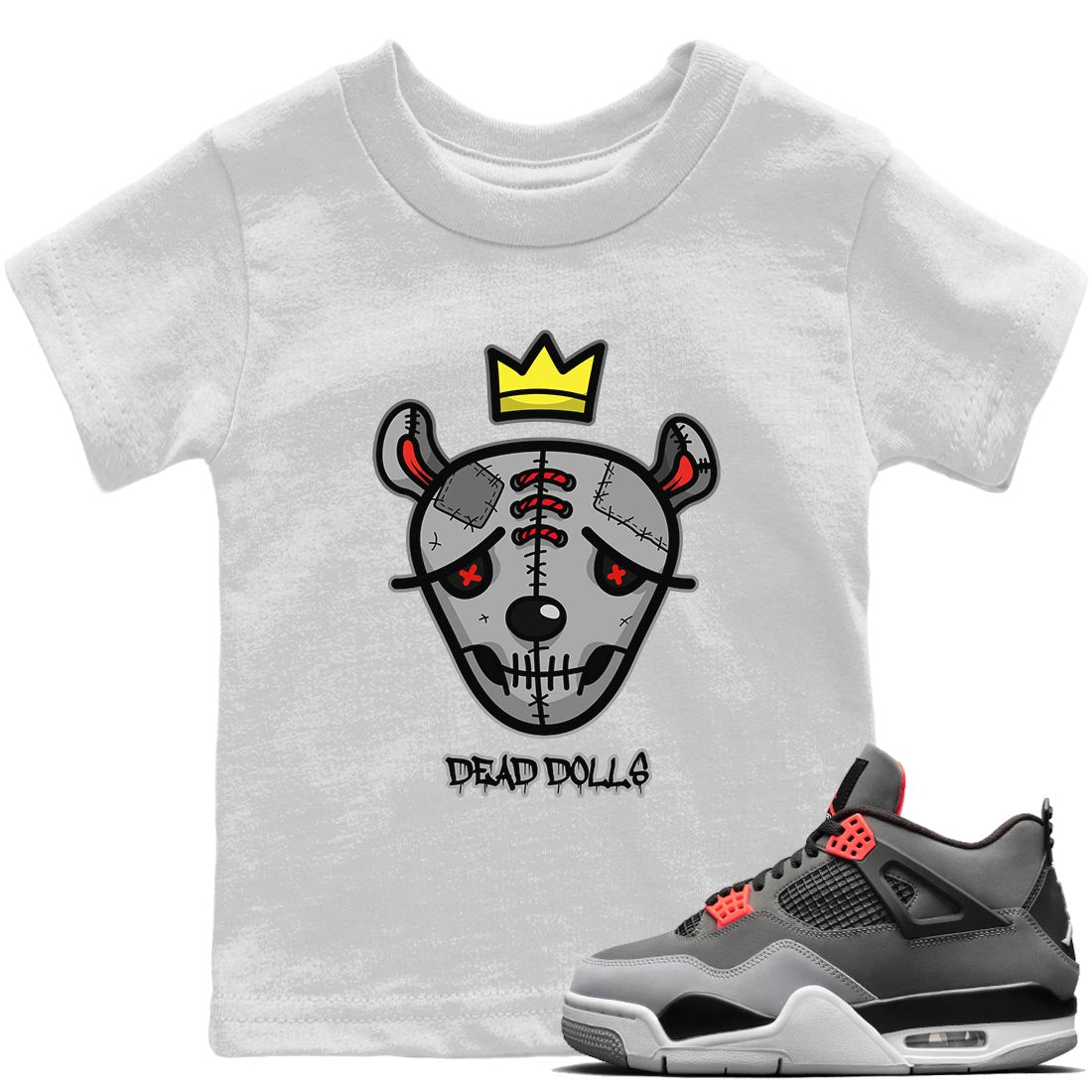Dead Dolls Face Kids Tops - Air Jordan 4 Infrared