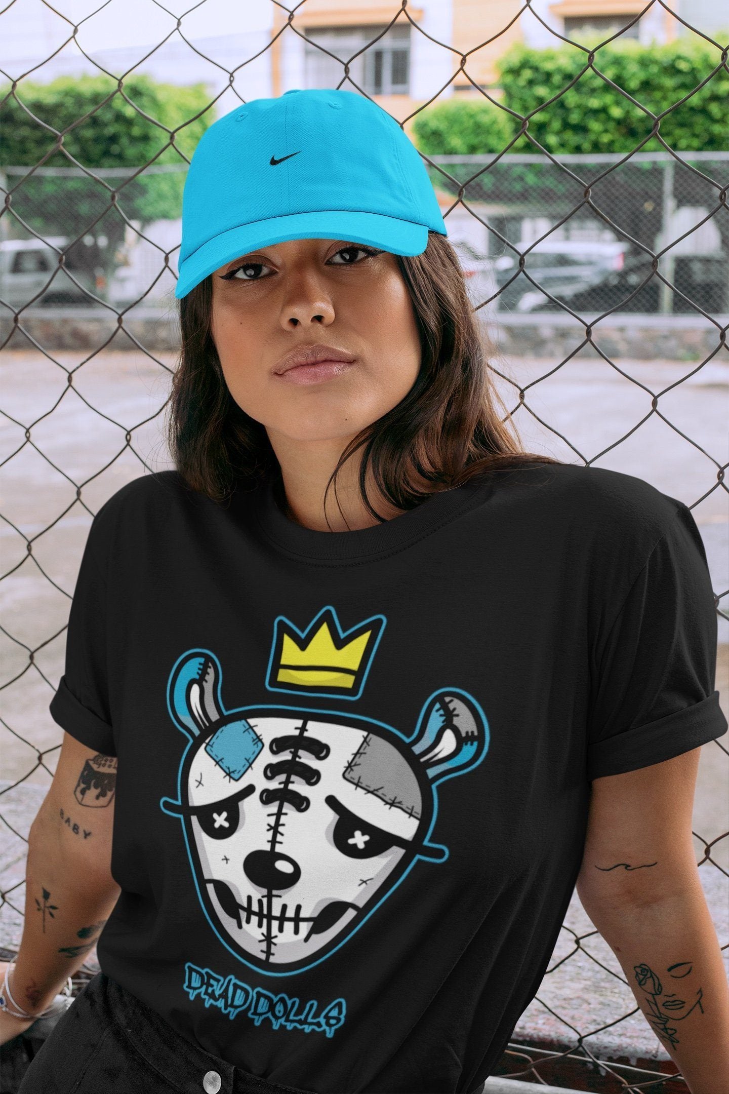 Dead Dolls Face Unisex Tops - Yeezy 700 Bright Cyan