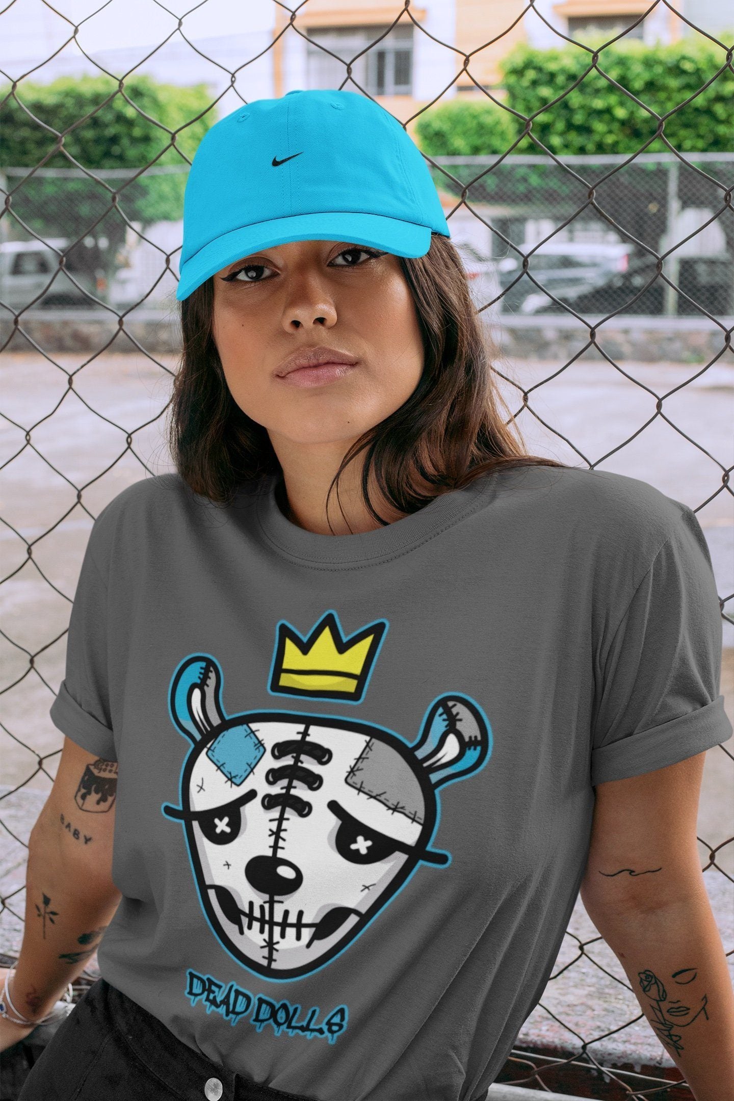 Dead Dolls Face Unisex Tops - Yeezy 700 Bright Cyan