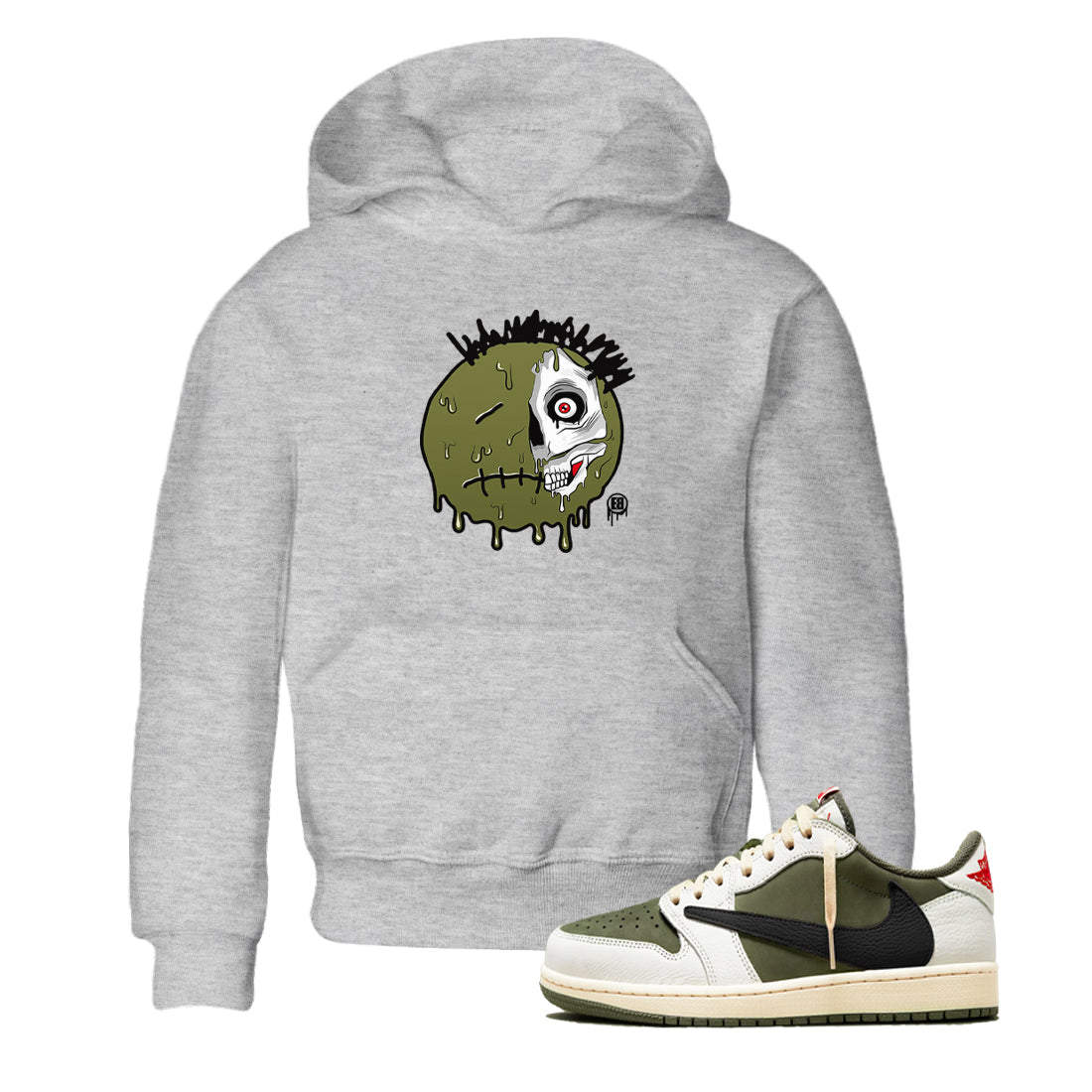 Dead Inside snkmatch Tees Kids - Air Jordan 1 Travis Scott Medium Olive