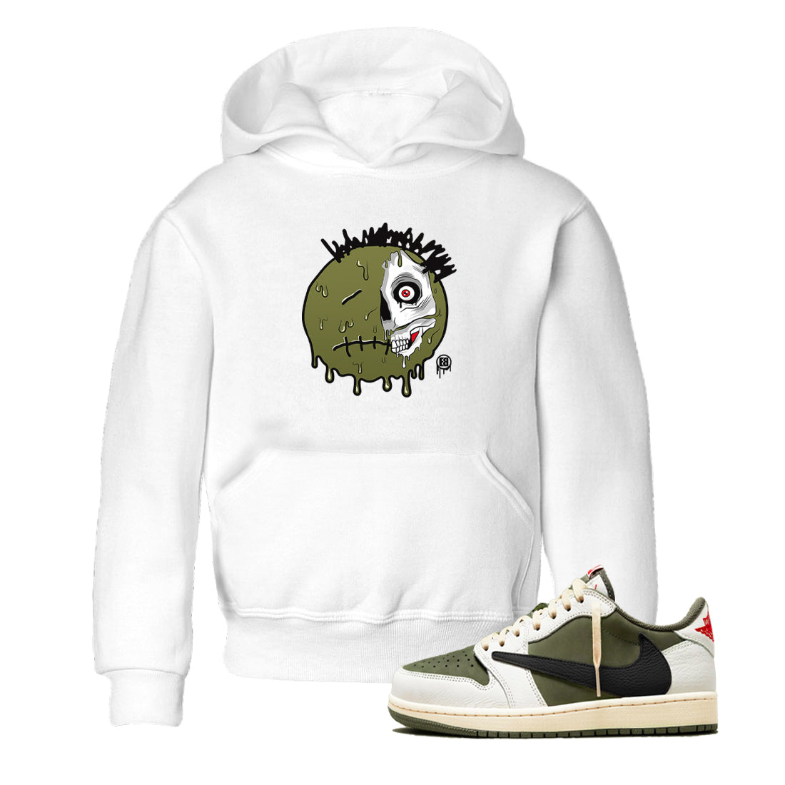 Dead Inside snkmatch Tees Kids - Air Jordan 1 Travis Scott Medium Olive