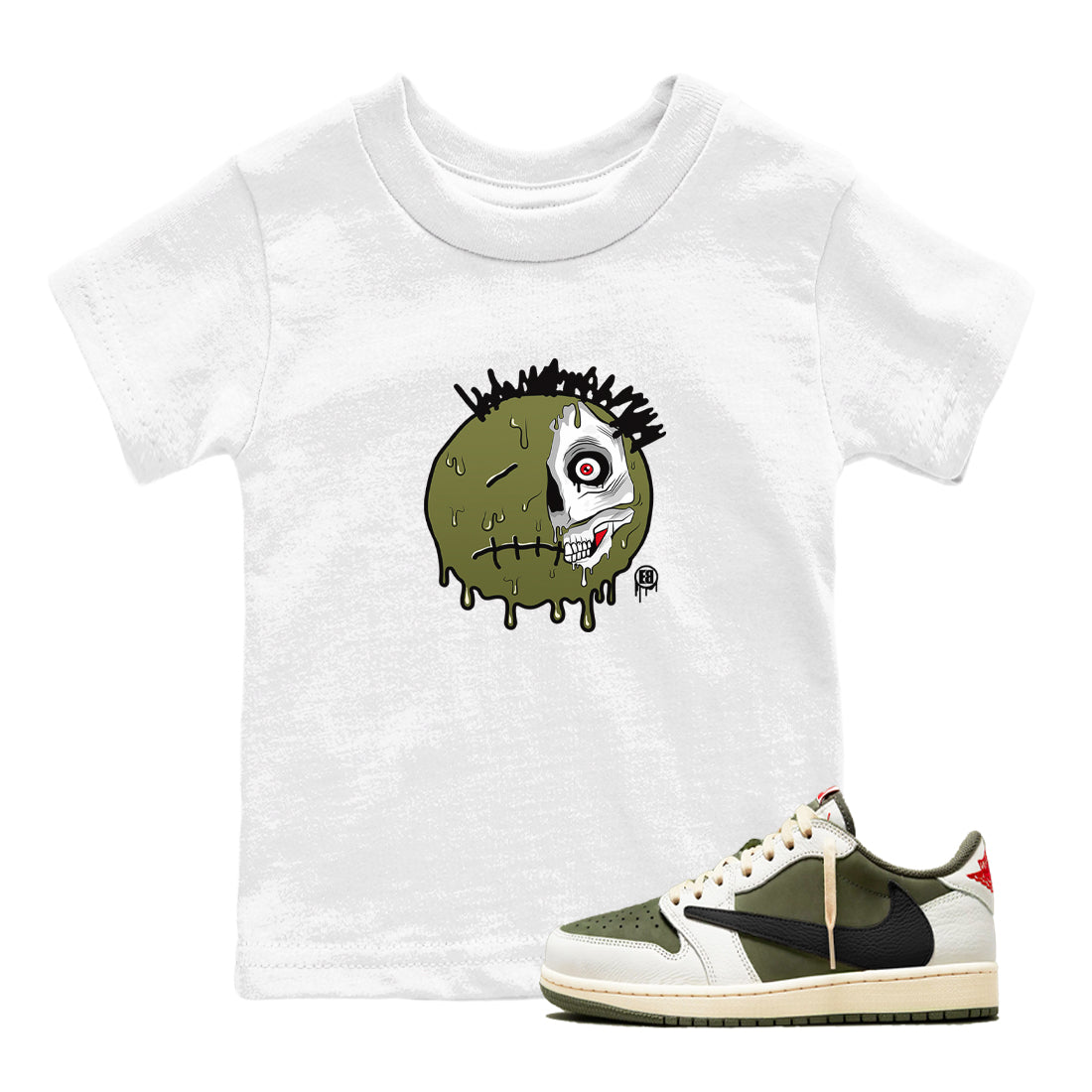 Dead Inside snkmatch Tees Kids - Air Jordan 1 Travis Scott Medium Olive