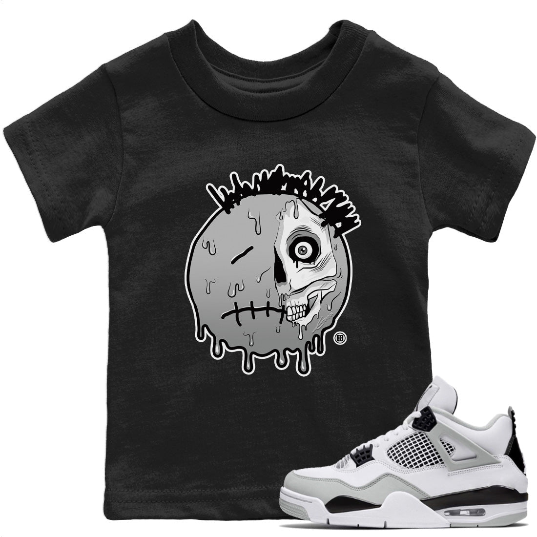 Dead Inside Kids Tops - Air Jordan 4 Military Black