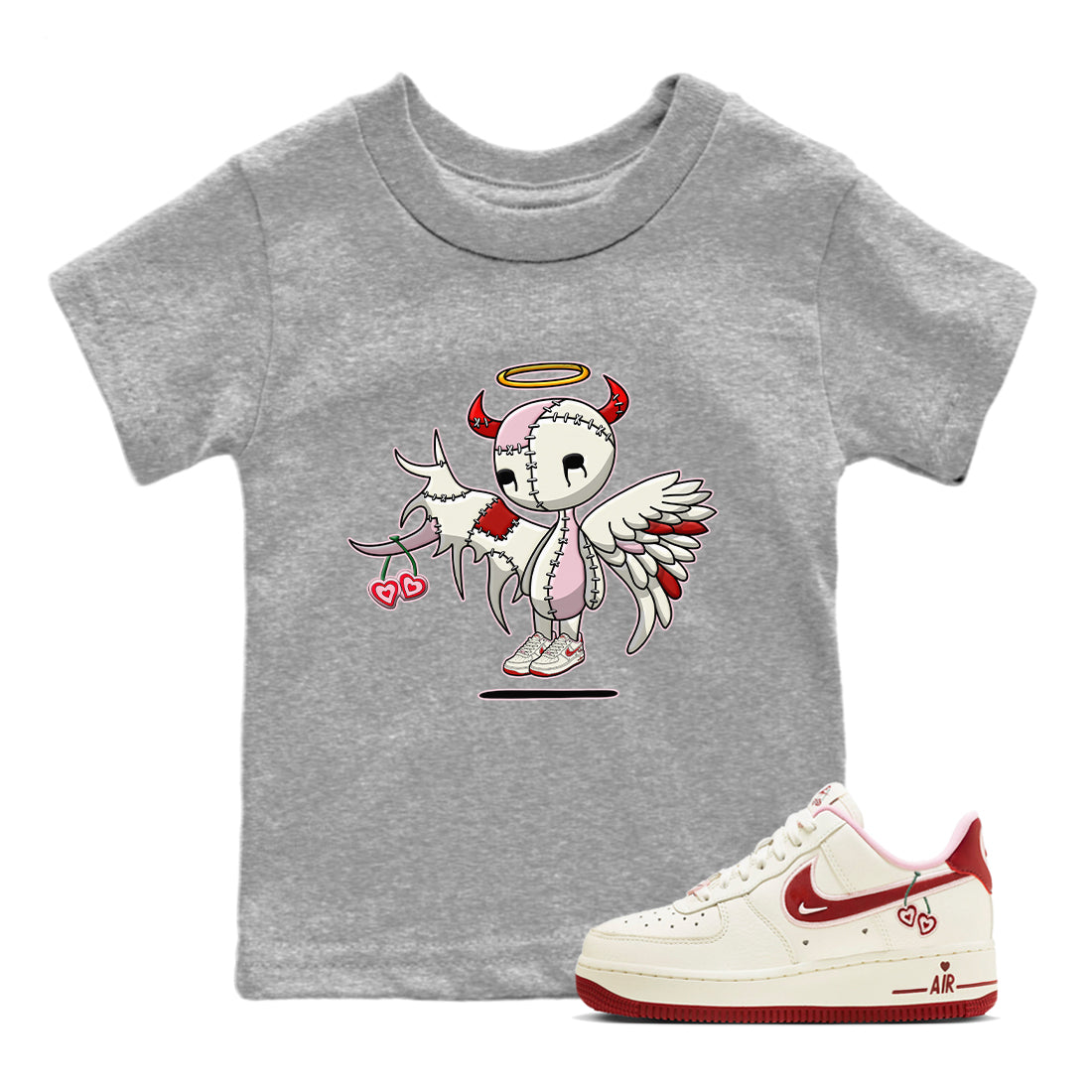 Devil Angel Kids Tops - Air Force 1 Valentines Day