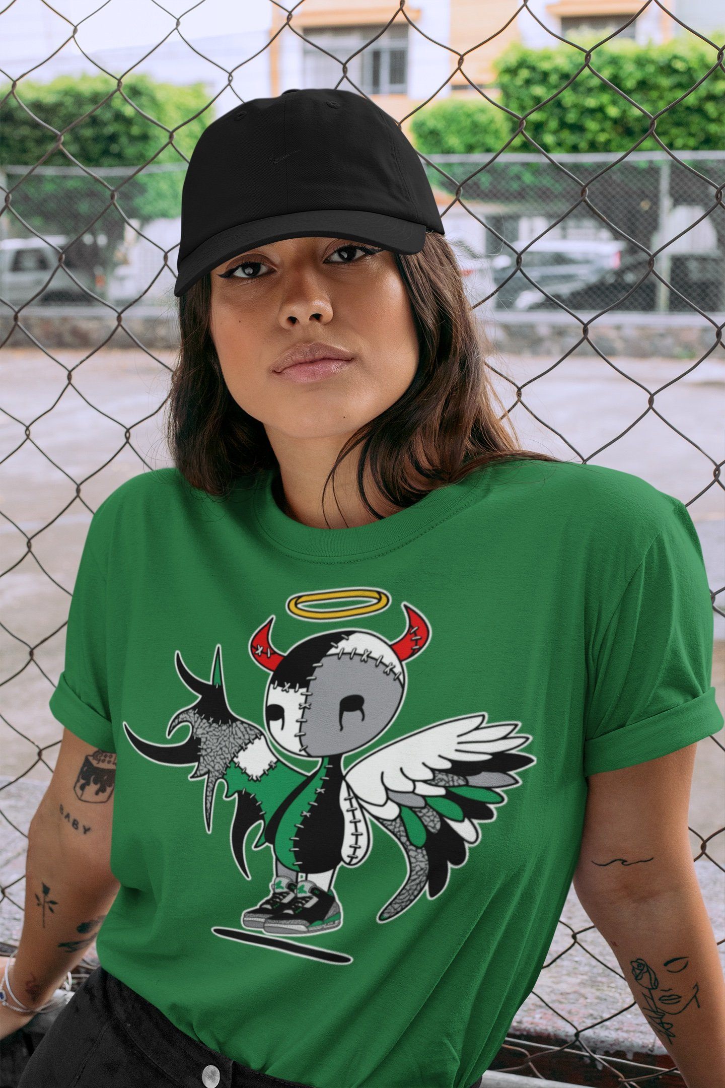 Devil Angel Unisex Tops - Air Jordan 3 Pine Green